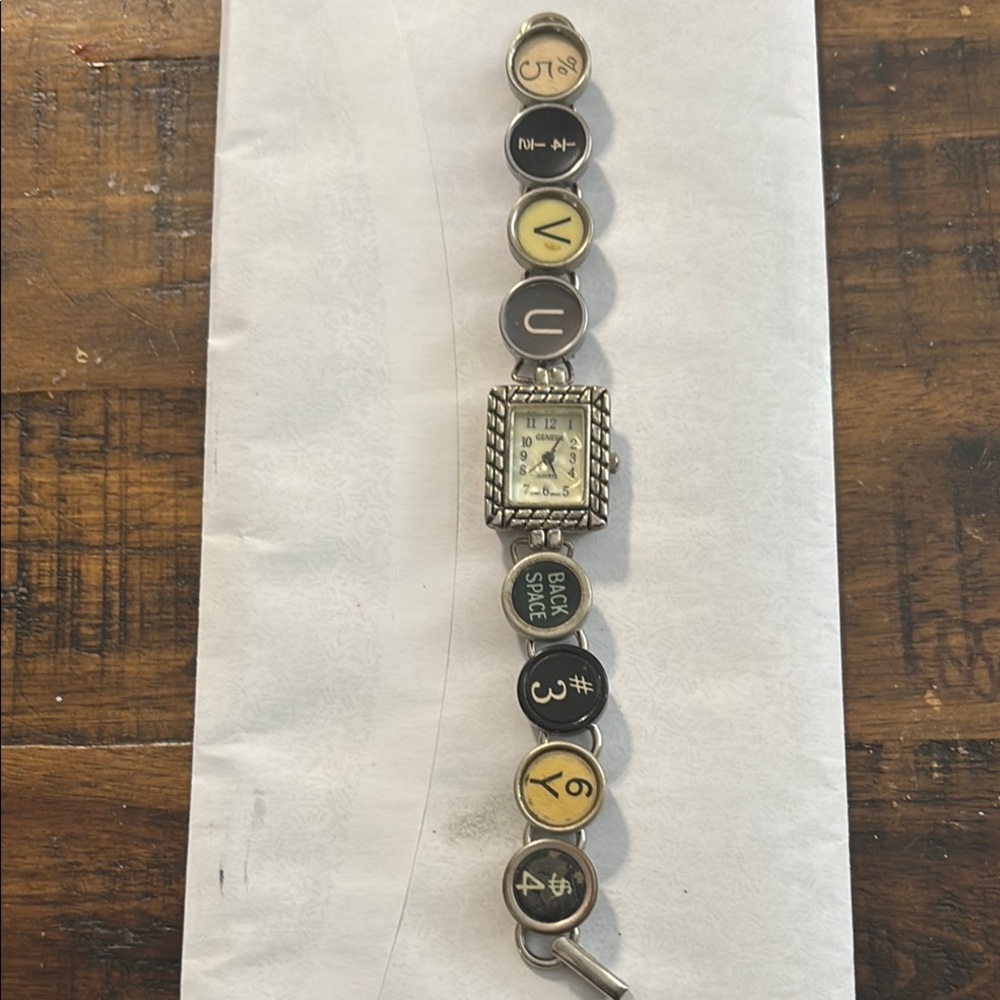 Geneva Silver and Black Charm Watch